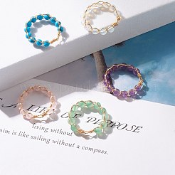 Natural & Synthetic Mixed Stone Beaded Finger Ring&nbsp;RJEW-JR00439