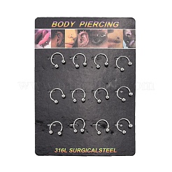 Non-Tarnish 316L Surgical Stainless Steel Circular/Horseshoe Barbell with Round Ball&nbsp;AJEW-P002-07