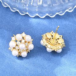 Brass Micro Pave Cubic Zirconia Stud Earrings&nbsp;EJEW-G471-43G
