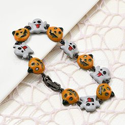Halloween Brass Enamel Link Bracelets for Women&nbsp;BJEW-B149-01