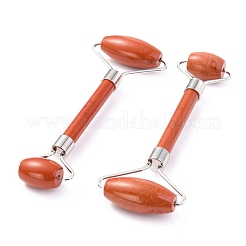 Natural Red Jasper Brass Face Massager&nbsp;MRMJ-G009-44P