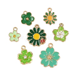 28Pcs 8 Styles Light Golden Plated Alloy Enamel Pendants&nbsp;ENAM-FP0002-23