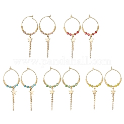 Star Glass Hoop Earrings&nbsp;EJEW-MZ00673