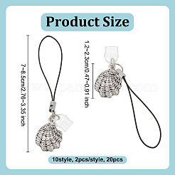 20Pcs 10 Style Alloy Mobile Straps&nbsp;HJEW-OC00111