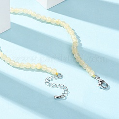 4MM Grade A Natural Golden Silk Jade Round Beaded Necklaces&nbsp;GG-CBAA808-03P-A