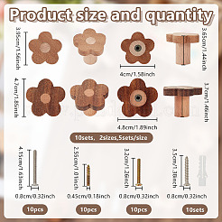 10 Bags 2 Styles Flower Wood Drawer Cabinets Handles&nbsp;FIND-GO0004-73