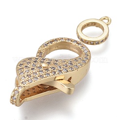 rass Micro Pave Cubic Zirconia Lobster Claw Clasps&nbsp;ZIRC-M108-08A-G