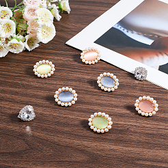 8Pcs 5 Styles Resin & ABS Imitation Pearl & Iron &  Glass Shoe Buckle Clips&nbsp;FIND-CP0002-95