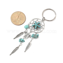 Alloy Magnesite Synthetic Turquoise Keychain&nbsp;HJEW-JKC01248