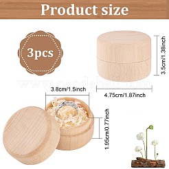 Round Beechwood Jewelry Storage Gift Box with Lid&nbsp;CON-WH0085-57