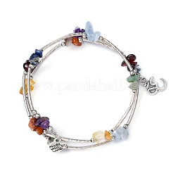 Three Loops Natural Gemstone Beaded Wrap Bracelets&nbsp;X-BJEW-JB02331-03