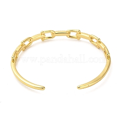 Brass Micro Pave Clear Cubic Zirconia Hollow U Shape Open Cuff Bangles for Woman&nbsp;BJEW-M312-02B-G