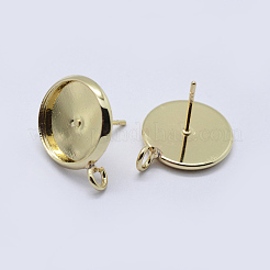 Brass Stud Earring Settings&nbsp;KK-P131-01A-12mm-G