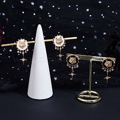 Clear Cubic Zirconia Lion with Cross Dangle Earrings with Enamel&nbsp;JE967A