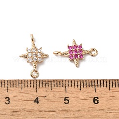 Brass Pave Glass Connector Charms&nbsp;KK-C062-002G