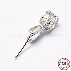 Anti-Tarnish Rhodium Plated 925 Sterling Silver Micro Pave Cubic Zirconia Pendant Bails&nbsp;STER-E053-24P