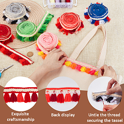 6Pcs 6 Colors Polyester Tassel Ribbons&nbsp;SRIB-GA0001-15