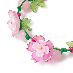 Floral Acrylic Beads Braided Bead Bracelets for Women&nbsp;BJEW-MZ00184-02