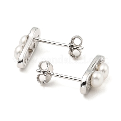 Anti-Tarnish Rhodium Plated 925 Sterling Silver Safety Pin Shape Stud Earrings&nbsp;EJEW-Z024-03P