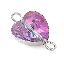 Transparent Glass Heart Links Connector Charms&nbsp;PALLOY-JF04197