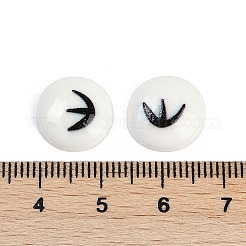 White and Black Flat Round Cartoon Resin Cabochons&nbsp;CRES-Q009-01B