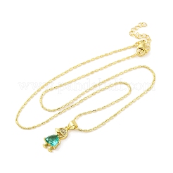 Brass Pave Cubic Zirconia Boy Love Pendant Necklaces for Women&nbsp;NJEW-S430-01G-04