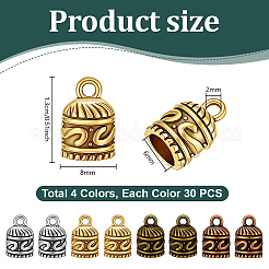 120Pcs 4 Colors Tibetan Style Alloy Cord Ends&nbsp;TIBE-PH0002-66
