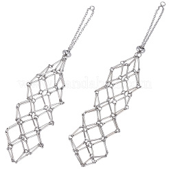 2Pcs 2 Styles 667 Stainless Steel Lipstick Macrame Pouch Holder Pendant Decorations&nbsp;HJEW-CP0001-48