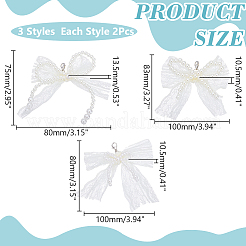 6Pcs 3 Styles Bowknot Resin Imitation Pearl Shoe Charms&nbsp;FIND-WR0011-81A