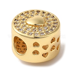 Heart Brass Micro Pave Cubic Zirconia European Beads&nbsp;KK-G511-03G