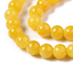 Natural Dyed Yellow Jade Gemstone Bead Strands&nbsp;G-R271-6mm-Y07