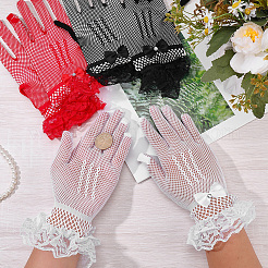 3 Pairs 3 Colors Nylon Lace Gloves&nbsp;AJEW-CY0001-96