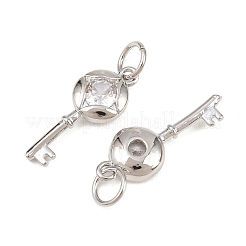 Brass Micro Pave Clear Cubic Zirconia Pendants&nbsp;KK-H292-12P