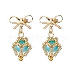 Brass Diamond Dangle Stud Earrings&nbsp;EJEW-MZ00465-05