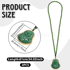 2Pcs Alloy Glass Buddha Pendant Glass Beaded Necklaces&nbsp;NJEW-UN0001-89