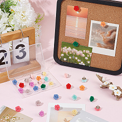 30Pcs 10 Colors Resin Flower Drawing Pins&nbsp;AJEW-BM0001-06