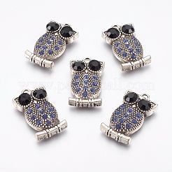 Antique Silver Alloy Rhinestone Bird Owl Pendants&nbsp;RB-J154-05AS