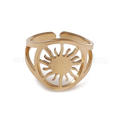 Ion Plating(IP) 304 Stainless Steel Sun Open Cuff Rings for Women&nbsp;RJEW-G285-24G