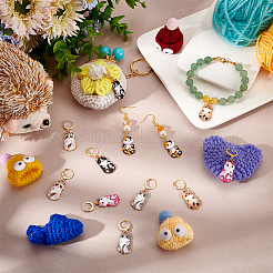 12Pcs 6 Style Alloy Enamel Cat Charms Locking Stitch Markers&nbsp;HJEW-PH01655