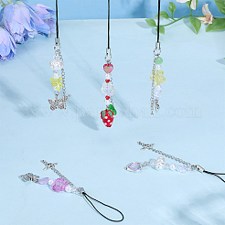 Glass & Acrylic & Alloy Mobile Straps&nbsp;HJEW-GO00095