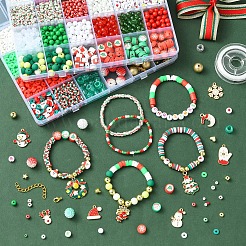 DIY Christmas Themed Acrylic & Glass Seed & Polymer Clay Beads Bracelet Kits&nbsp;DIY-FS0007-95