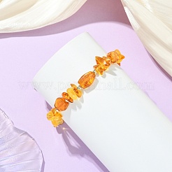 Natural Amber & Non-magnetic Synthetic Hematite Beaded Bracelets for Women&nbsp;BJEW-JB13744