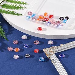 32Pcs 8 Colors Handmade Luminous Inner Flower Lampwork Beads&nbsp;LAMP-FS0001-34