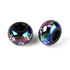 UV Plating Printed Opaque Acrylic European Beads&nbsp;MACR-N018-05B