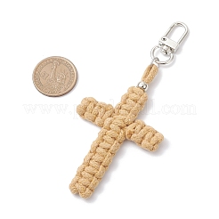 Cross Cotton Threads Pendants Decorations&nbsp;HJEW-TA00398-03
