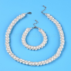 Natural Cultured Freshwater Pearl Beads Necklaces & Bracelets Jewelry Sets&nbsp;SJEW-N039-01