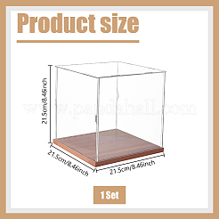 Clear Acrylic Minifigure Display Cases with Wooden Base&nbsp;ODIS-WH0030-348