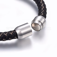 Leather Braided Cord Bracelet with Magnetic Clasp for Men Women&nbsp;BJEW-G603-04C-01