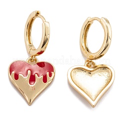 Brass Enamel Huggie Hoop Earrings&nbsp;EJEW-F264-17-G