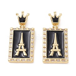 Brass Micro Pave Clear Cubic Zirconia Pendants&nbsp;ZIRC-Z016-35G